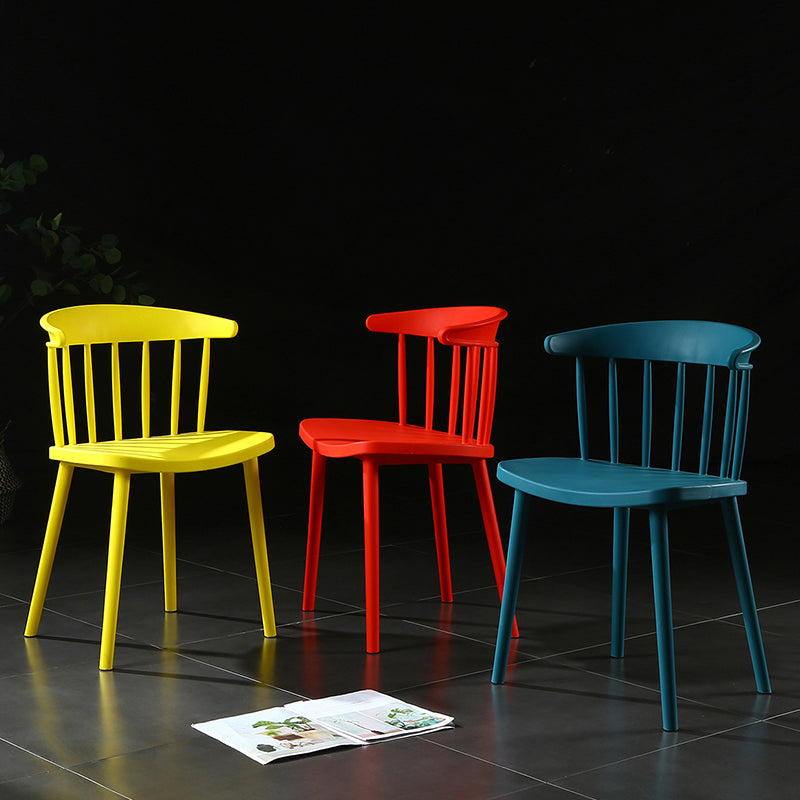 Contemporary Plastic Side Armless Chair Windsor Back Stacking Side Chair for Home Use Clearhalo ' kitchen&dining_furn' 'Dining Chairs' 'Dining Tables & Seating' 'dining_chair' 'furn' 'furn_dining_chair' 'Furniture' 'furniture_dining_chair' 'Kitchen & Dining Furniture' 'kitchen' 3847376