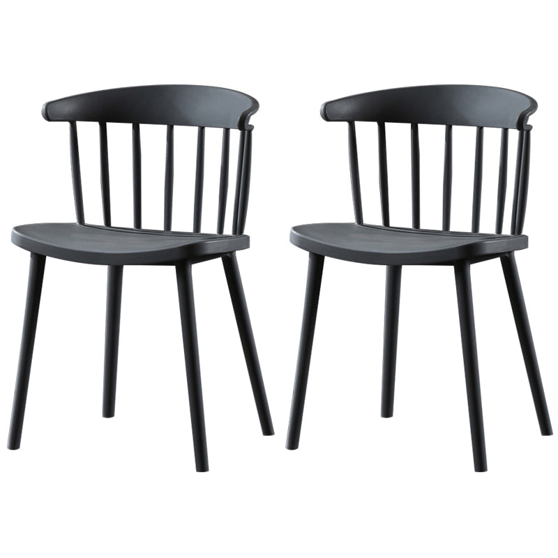 Contemporary Plastic Side Armless Chair Windsor Back Stacking Side Chair for Home Use Grey 2 Piece Set Clearhalo ' kitchen&dining_furn' 'Dining Chairs' 'Dining Tables & Seating' 'dining_chair' 'furn' 'furn_dining_chair' 'Furniture' 'furniture_dining_chair' 'Kitchen & Dining Furniture' 'kitchen' 3847382