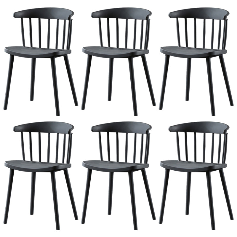 Contemporary Plastic Side Armless Chair Windsor Back Stacking Side Chair for Home Use Grey 6 Piece Set Clearhalo ' kitchen&dining_furn' 'Dining Chairs' 'Dining Tables & Seating' 'dining_chair' 'furn' 'furn_dining_chair' 'Furniture' 'furniture_dining_chair' 'Kitchen & Dining Furniture' 'kitchen' 3847386
