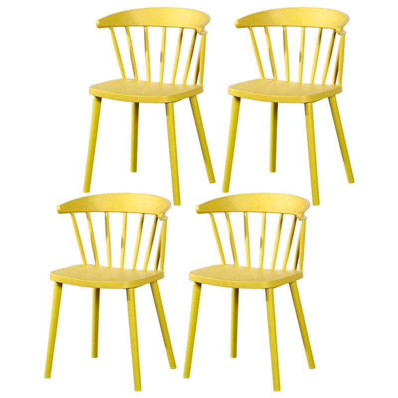 Contemporary Plastic Side Armless Chair Windsor Back Stacking Side Chair for Home Use Ginger 4 Piece Set Clearhalo ' kitchen&dining_furn' 'Dining Chairs' 'Dining Tables & Seating' 'dining_chair' 'furn' 'furn_dining_chair' 'Furniture' 'furniture_dining_chair' 'Kitchen & Dining Furniture' 'kitchen' 3847399