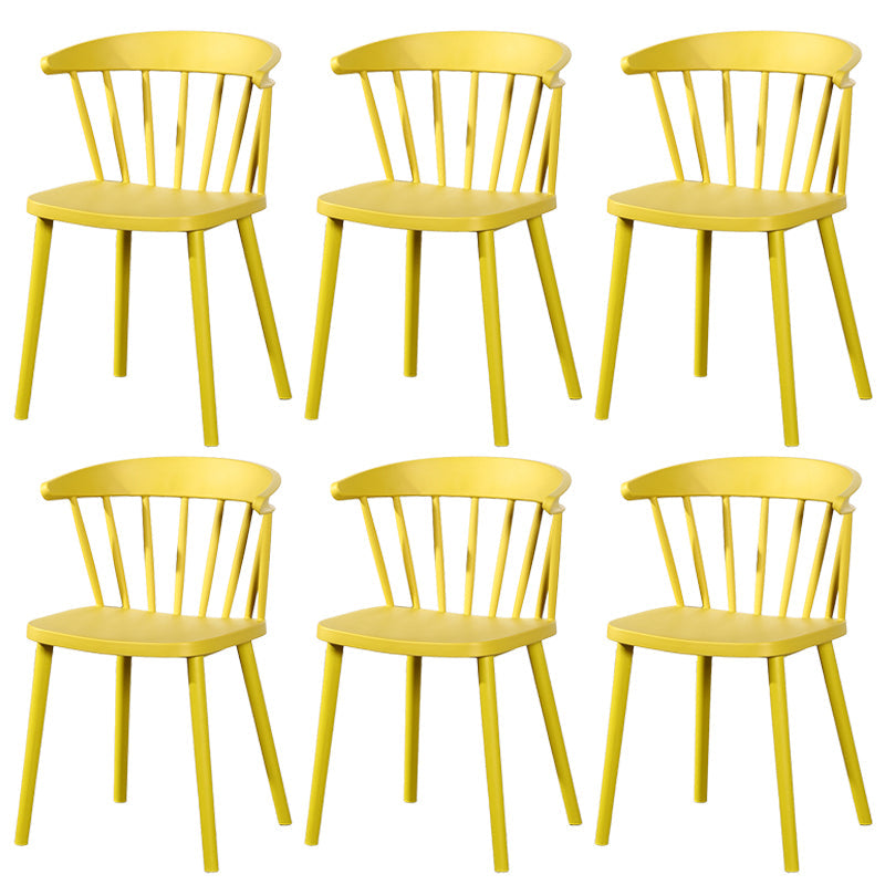 Contemporary Plastic Side Armless Chair Windsor Back Stacking Side Chair for Home Use Ginger 6 Piece Set Clearhalo ' kitchen&dining_furn' 'Dining Chairs' 'Dining Tables & Seating' 'dining_chair' 'furn' 'furn_dining_chair' 'Furniture' 'furniture_dining_chair' 'Kitchen & Dining Furniture' 'kitchen' 3847400