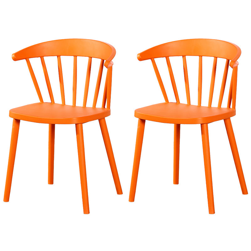 Contemporary Plastic Side Armless Chair Windsor Back Stacking Side Chair for Home Use Orange 2 Piece Set Clearhalo ' kitchen&dining_furn' 'Dining Chairs' 'Dining Tables & Seating' 'dining_chair' 'furn' 'furn_dining_chair' 'Furniture' 'furniture_dining_chair' 'Kitchen & Dining Furniture' 'kitchen' 3847407