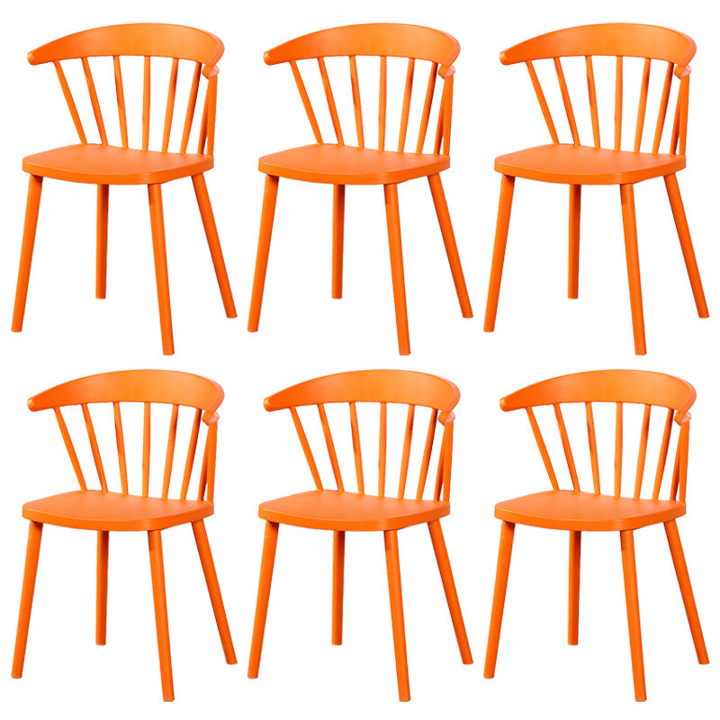 Contemporary Plastic Side Armless Chair Windsor Back Stacking Side Chair for Home Use Orange 6 Piece Set Clearhalo ' kitchen&dining_furn' 'Dining Chairs' 'Dining Tables & Seating' 'dining_chair' 'furn' 'furn_dining_chair' 'Furniture' 'furniture_dining_chair' 'Kitchen & Dining Furniture' 'kitchen' 3847409