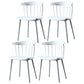 Contemporary Plastic Side Armless Chair Windsor Back Stacking Side Chair for Home Use White 4 Piece Set Clearhalo ' kitchen&dining_furn' 'Dining Chairs' 'Dining Tables & Seating' 'dining_chair' 'furn' 'furn_dining_chair' 'Furniture' 'furniture_dining_chair' 'Kitchen & Dining Furniture' 'kitchen' 3847411