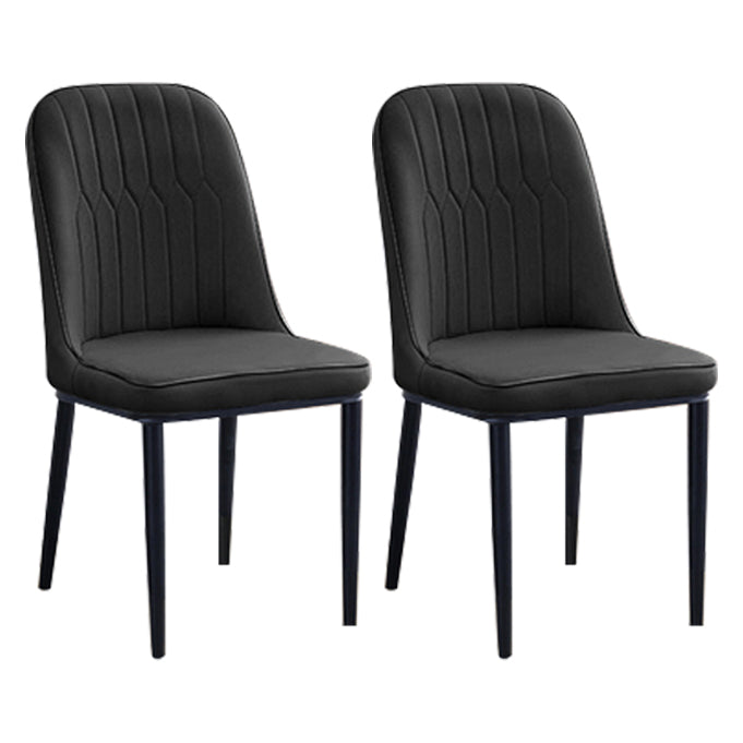 Home Contemporary Side Chair Solid Back Metal Upholstered Dining Room Chair Black 2 Piece Set Black Clearhalo ' kitchen&dining_furn' 'Dining Chairs' 'Dining Tables & Seating' 'dining_chair' 'furn' 'furn_dining_chair' 'Furniture' 'furniture_dining_chair' 'Kitchen & Dining Furniture' 'kitchen' 3847420
