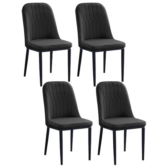 Home Contemporary Side Chair Solid Back Metal Upholstered Dining Room Chair Black 4 Piece Set Black Clearhalo ' kitchen&dining_furn' 'Dining Chairs' 'Dining Tables & Seating' 'dining_chair' 'furn' 'furn_dining_chair' 'Furniture' 'furniture_dining_chair' 'Kitchen & Dining Furniture' 'kitchen' 3847421