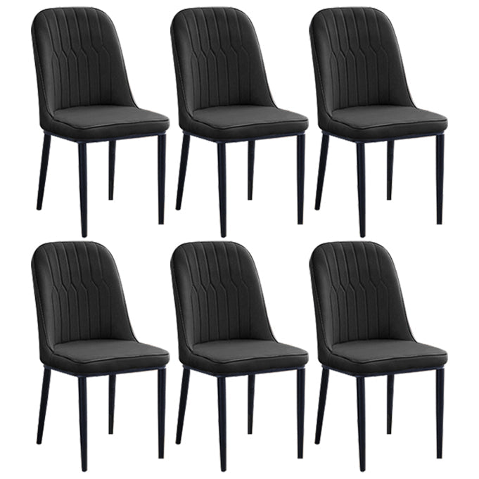 Home Contemporary Side Chair Solid Back Metal Upholstered Dining Room Chair Black 6 Piece Set Black Clearhalo ' kitchen&dining_furn' 'Dining Chairs' 'Dining Tables & Seating' 'dining_chair' 'furn' 'furn_dining_chair' 'Furniture' 'furniture_dining_chair' 'Kitchen & Dining Furniture' 'kitchen' 3847424