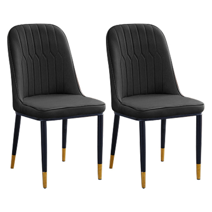 Home Contemporary Side Chair Solid Back Metal Upholstered Dining Room Chair Black 2 Piece Set Brass Gold Clearhalo ' kitchen&dining_furn' 'Dining Chairs' 'Dining Tables & Seating' 'dining_chair' 'furn' 'furn_dining_chair' 'Furniture' 'furniture_dining_chair' 'Kitchen & Dining Furniture' 'kitchen' 3847426