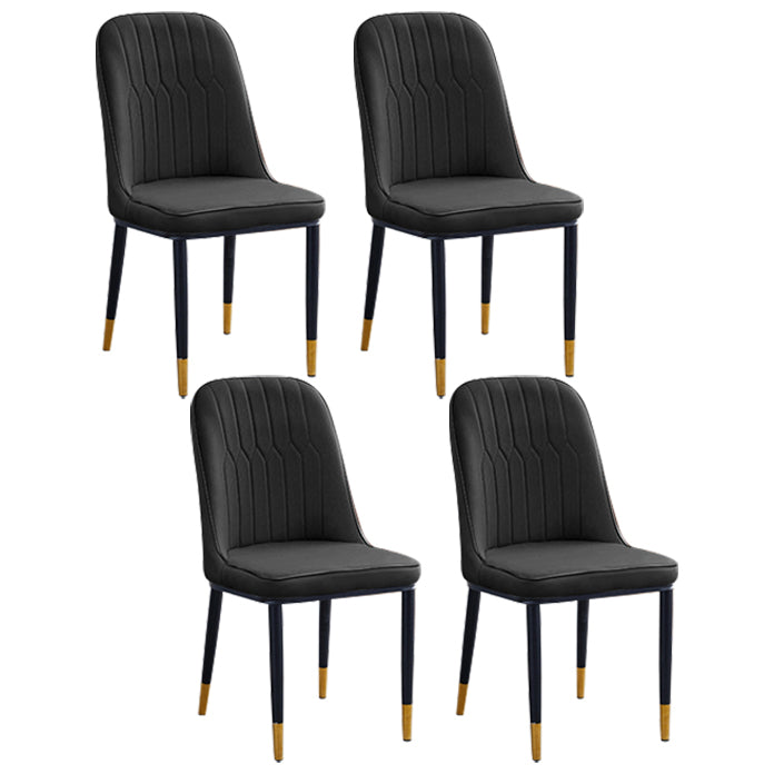 Home Contemporary Side Chair Solid Back Metal Upholstered Dining Room Chair Black 4 Piece Set Brass Gold Clearhalo ' kitchen&dining_furn' 'Dining Chairs' 'Dining Tables & Seating' 'dining_chair' 'furn' 'furn_dining_chair' 'Furniture' 'furniture_dining_chair' 'Kitchen & Dining Furniture' 'kitchen' 3847427