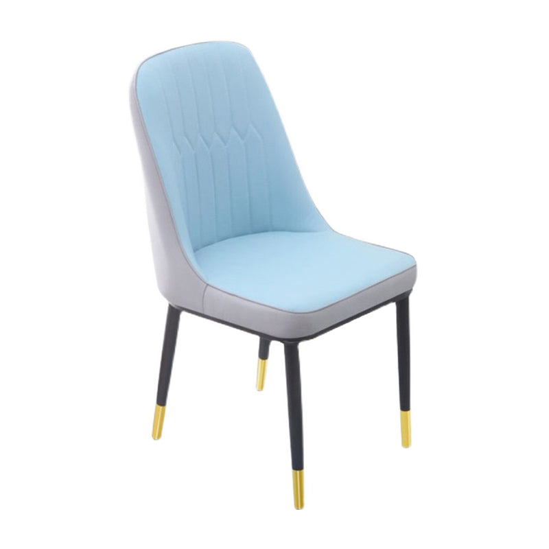 Home Contemporary Side Chair Solid Back Metal Upholstered Dining Room Chair Clearhalo ' kitchen&dining_furn' 'Dining Chairs' 'Dining Tables & Seating' 'dining_chair' 'furn' 'furn_dining_chair' 'Furniture' 'furniture_dining_chair' 'Kitchen & Dining Furniture' 'kitchen' 3847428