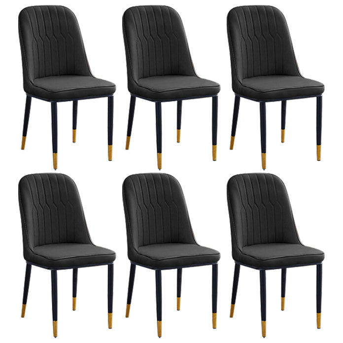 Home Contemporary Side Chair Solid Back Metal Upholstered Dining Room Chair Black 6 Piece Set Brass Gold Clearhalo ' kitchen&dining_furn' 'Dining Chairs' 'Dining Tables & Seating' 'dining_chair' 'furn' 'furn_dining_chair' 'Furniture' 'furniture_dining_chair' 'Kitchen & Dining Furniture' 'kitchen' 3847430