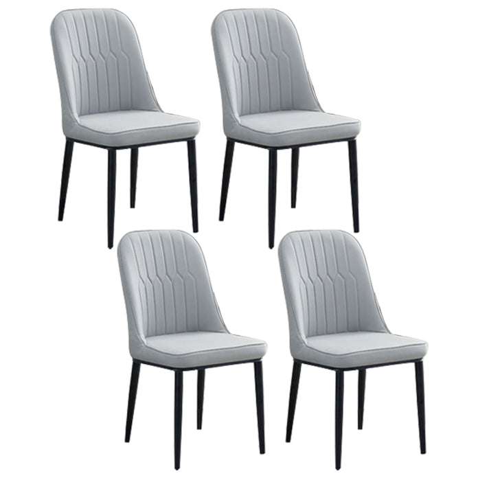 Home Contemporary Side Chair Solid Back Metal Upholstered Dining Room Chair Grey 4 Piece Set Black Clearhalo ' kitchen&dining_furn' 'Dining Chairs' 'Dining Tables & Seating' 'dining_chair' 'furn' 'furn_dining_chair' 'Furniture' 'furniture_dining_chair' 'Kitchen & Dining Furniture' 'kitchen' 3847434