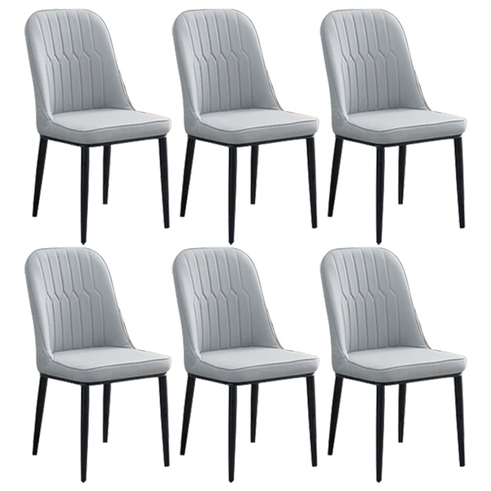 Home Contemporary Side Chair Solid Back Metal Upholstered Dining Room Chair Grey 6 Piece Set Black Clearhalo ' kitchen&dining_furn' 'Dining Chairs' 'Dining Tables & Seating' 'dining_chair' 'furn' 'furn_dining_chair' 'Furniture' 'furniture_dining_chair' 'Kitchen & Dining Furniture' 'kitchen' 3847436
