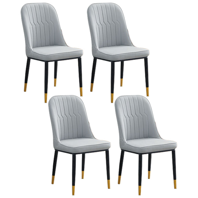 Home Contemporary Side Chair Solid Back Metal Upholstered Dining Room Chair Grey 4 Piece Set Brass Gold Clearhalo ' kitchen&dining_furn' 'Dining Chairs' 'Dining Tables & Seating' 'dining_chair' 'furn' 'furn_dining_chair' 'Furniture' 'furniture_dining_chair' 'Kitchen & Dining Furniture' 'kitchen' 3847439