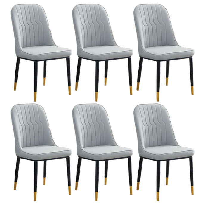 Home Contemporary Side Chair Solid Back Metal Upholstered Dining Room Chair Grey 6 Piece Set Brass Gold Clearhalo ' kitchen&dining_furn' 'Dining Chairs' 'Dining Tables & Seating' 'dining_chair' 'furn' 'furn_dining_chair' 'Furniture' 'furniture_dining_chair' 'Kitchen & Dining Furniture' 'kitchen' 3847441
