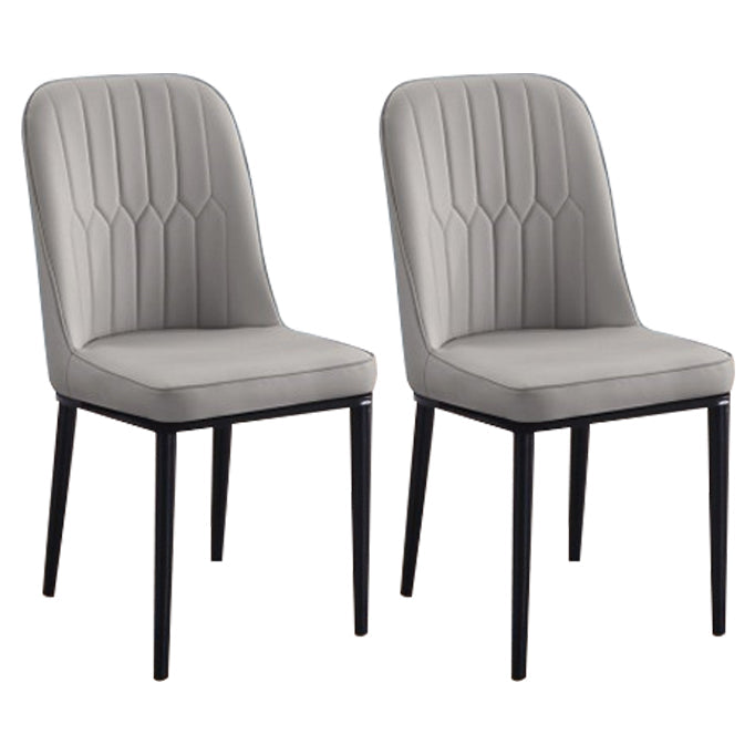 Home Contemporary Side Chair Solid Back Metal Upholstered Dining Room Chair Dark Gray 2 Piece Set Black Clearhalo ' kitchen&dining_furn' 'Dining Chairs' 'Dining Tables & Seating' 'dining_chair' 'furn' 'furn_dining_chair' 'Furniture' 'furniture_dining_chair' 'Kitchen & Dining Furniture' 'kitchen' 3847443