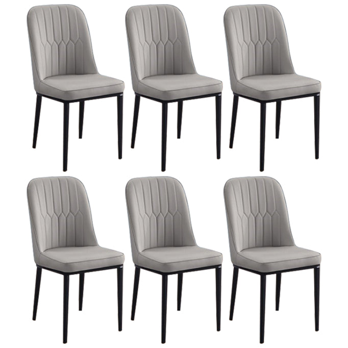Home Contemporary Side Chair Solid Back Metal Upholstered Dining Room Chair Dark Gray 6 Piece Set Black Clearhalo ' kitchen&dining_furn' 'Dining Chairs' 'Dining Tables & Seating' 'dining_chair' 'furn' 'furn_dining_chair' 'Furniture' 'furniture_dining_chair' 'Kitchen & Dining Furniture' 'kitchen' 3847445