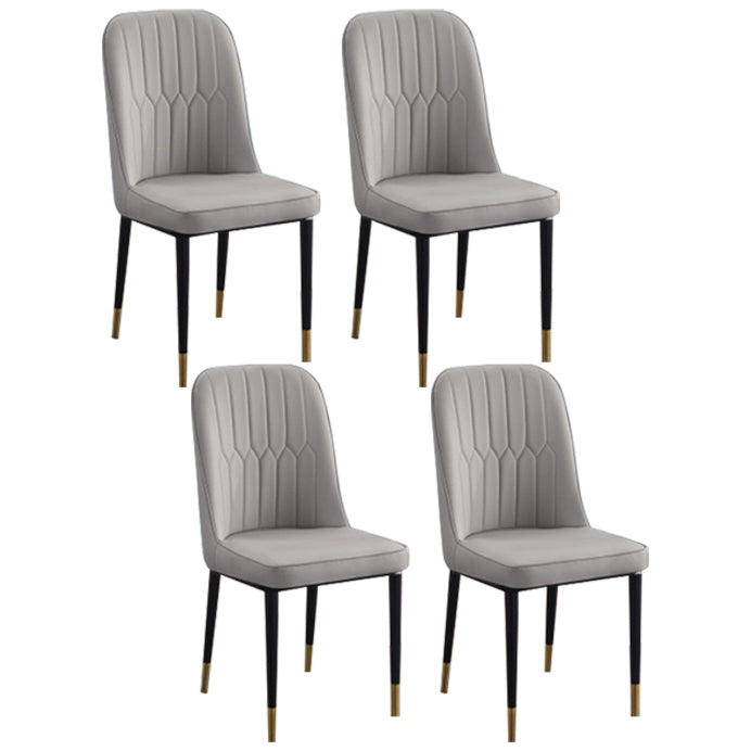 Home Contemporary Side Chair Solid Back Metal Upholstered Dining Room Chair Dark Gray 4 Piece Set Brass Gold Clearhalo ' kitchen&dining_furn' 'Dining Chairs' 'Dining Tables & Seating' 'dining_chair' 'furn' 'furn_dining_chair' 'Furniture' 'furniture_dining_chair' 'Kitchen & Dining Furniture' 'kitchen' 3847447