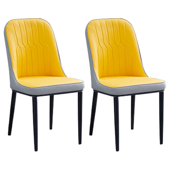 Home Contemporary Side Chair Solid Back Metal Upholstered Dining Room Chair Yellow 2 Piece Set Black Clearhalo ' kitchen&dining_furn' 'Dining Chairs' 'Dining Tables & Seating' 'dining_chair' 'furn' 'furn_dining_chair' 'Furniture' 'furniture_dining_chair' 'Kitchen & Dining Furniture' 'kitchen' 3847449