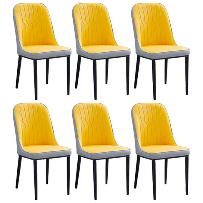 Home Contemporary Side Chair Solid Back Metal Upholstered Dining Room Chair Yellow 6 Piece Set Black Clearhalo ' kitchen&dining_furn' 'Dining Chairs' 'Dining Tables & Seating' 'dining_chair' 'furn' 'furn_dining_chair' 'Furniture' 'furniture_dining_chair' 'Kitchen & Dining Furniture' 'kitchen' 3847451