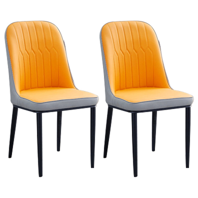 Home Contemporary Side Chair Solid Back Metal Upholstered Dining Room Chair Orange 2 Piece Set Black Clearhalo ' kitchen&dining_furn' 'Dining Chairs' 'Dining Tables & Seating' 'dining_chair' 'furn' 'furn_dining_chair' 'Furniture' 'furniture_dining_chair' 'Kitchen & Dining Furniture' 'kitchen' 3847455