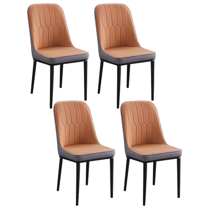 Home Contemporary Side Chair Solid Back Metal Upholstered Dining Room Chair Brown 4 Piece Set Black Clearhalo ' kitchen&dining_furn' 'Dining Chairs' 'Dining Tables & Seating' 'dining_chair' 'furn' 'furn_dining_chair' 'Furniture' 'furniture_dining_chair' 'Kitchen & Dining Furniture' 'kitchen' 3847462