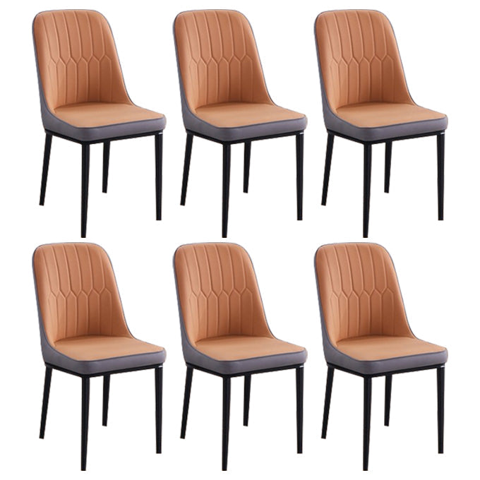 Home Contemporary Side Chair Solid Back Metal Upholstered Dining Room Chair Brown 6 Piece Set Black Clearhalo ' kitchen&dining_furn' 'Dining Chairs' 'Dining Tables & Seating' 'dining_chair' 'furn' 'furn_dining_chair' 'Furniture' 'furniture_dining_chair' 'Kitchen & Dining Furniture' 'kitchen' 3847463