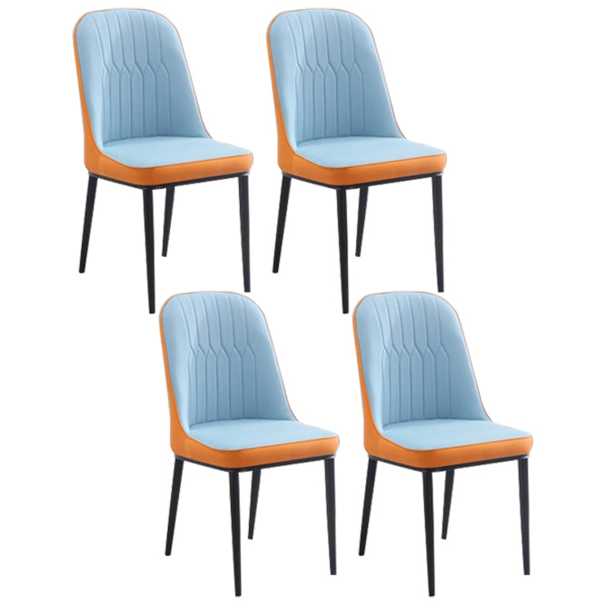 Home Contemporary Side Chair Solid Back Metal Upholstered Dining Room Chair Orange Blue 4 Piece Set Black Clearhalo ' kitchen&dining_furn' 'Dining Chairs' 'Dining Tables & Seating' 'dining_chair' 'furn' 'furn_dining_chair' 'Furniture' 'furniture_dining_chair' 'Kitchen & Dining Furniture' 'kitchen' 3847468