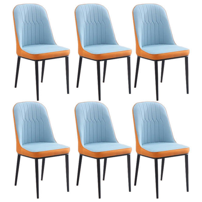 Home Contemporary Side Chair Solid Back Metal Upholstered Dining Room Chair Orange Blue 6 Piece Set Black Clearhalo ' kitchen&dining_furn' 'Dining Chairs' 'Dining Tables & Seating' 'dining_chair' 'furn' 'furn_dining_chair' 'Furniture' 'furniture_dining_chair' 'Kitchen & Dining Furniture' 'kitchen' 3847469