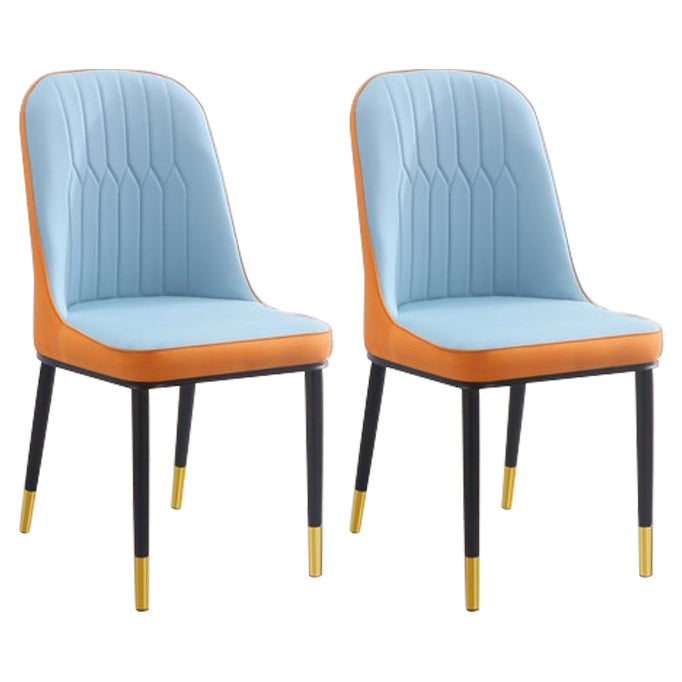 Home Contemporary Side Chair Solid Back Metal Upholstered Dining Room Chair Orange Blue 2 Piece Set Brass Gold Clearhalo ' kitchen&dining_furn' 'Dining Chairs' 'Dining Tables & Seating' 'dining_chair' 'furn' 'furn_dining_chair' 'Furniture' 'furniture_dining_chair' 'Kitchen & Dining Furniture' 'kitchen' 3847470
