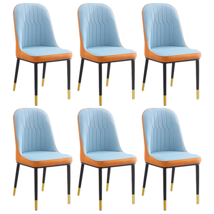 Home Contemporary Side Chair Solid Back Metal Upholstered Dining Room Chair Orange Blue 6 Piece Set Brass Gold Clearhalo ' kitchen&dining_furn' 'Dining Chairs' 'Dining Tables & Seating' 'dining_chair' 'furn' 'furn_dining_chair' 'Furniture' 'furniture_dining_chair' 'Kitchen & Dining Furniture' 'kitchen' 3847472