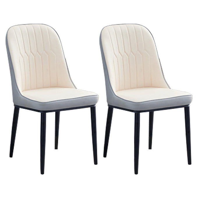 Home Contemporary Side Chair Solid Back Metal Upholstered Dining Room Chair White-Gray 2 Piece Set Black Clearhalo ' kitchen&dining_furn' 'Dining Chairs' 'Dining Tables & Seating' 'dining_chair' 'furn' 'furn_dining_chair' 'Furniture' 'furniture_dining_chair' 'Kitchen & Dining Furniture' 'kitchen' 3847473