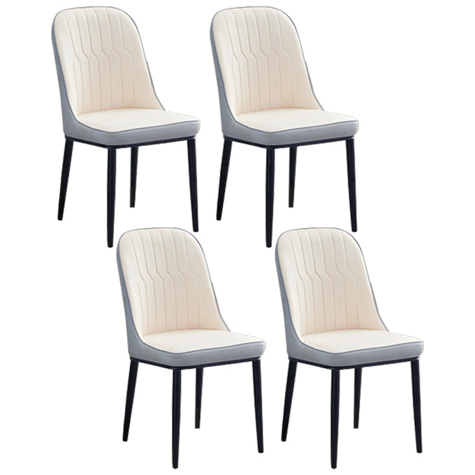 Home Contemporary Side Chair Solid Back Metal Upholstered Dining Room Chair White-Gray 4 Piece Set Black Clearhalo ' kitchen&dining_furn' 'Dining Chairs' 'Dining Tables & Seating' 'dining_chair' 'furn' 'furn_dining_chair' 'Furniture' 'furniture_dining_chair' 'Kitchen & Dining Furniture' 'kitchen' 3847474
