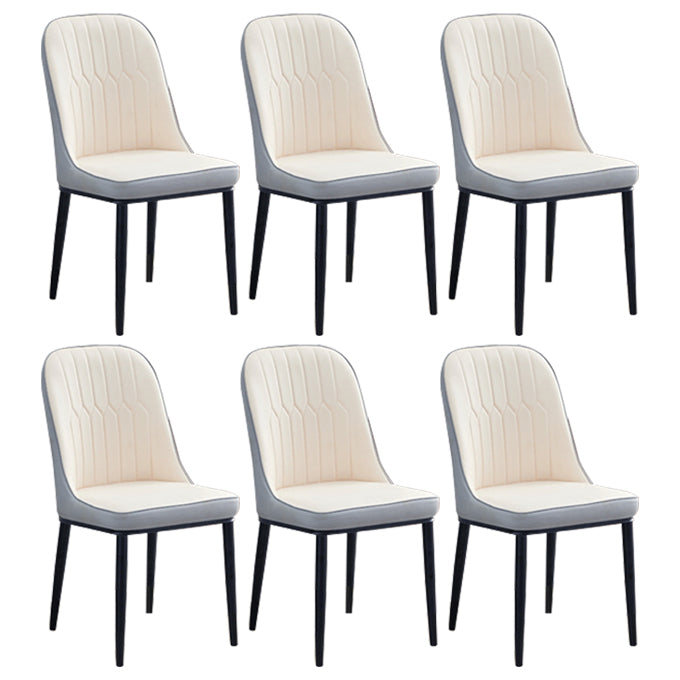 Home Contemporary Side Chair Solid Back Metal Upholstered Dining Room Chair White-Gray 6 Piece Set Black Clearhalo ' kitchen&dining_furn' 'Dining Chairs' 'Dining Tables & Seating' 'dining_chair' 'furn' 'furn_dining_chair' 'Furniture' 'furniture_dining_chair' 'Kitchen & Dining Furniture' 'kitchen' 3847475