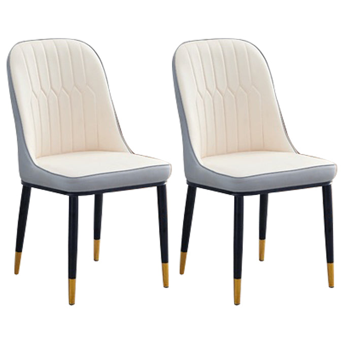Home Contemporary Side Chair Solid Back Metal Upholstered Dining Room Chair White-Gray 2 Piece Set Brass Gold Clearhalo ' kitchen&dining_furn' 'Dining Chairs' 'Dining Tables & Seating' 'dining_chair' 'furn' 'furn_dining_chair' 'Furniture' 'furniture_dining_chair' 'Kitchen & Dining Furniture' 'kitchen' 3847476