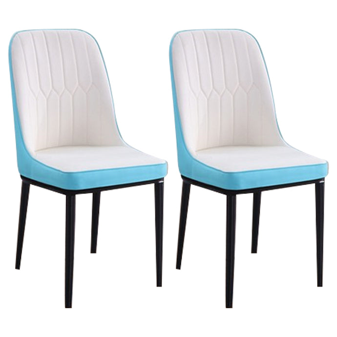 Home Contemporary Side Chair Solid Back Metal Upholstered Dining Room Chair White-Blue 2 Piece Set Black Clearhalo ' kitchen&dining_furn' 'Dining Chairs' 'Dining Tables & Seating' 'dining_chair' 'furn' 'furn_dining_chair' 'Furniture' 'furniture_dining_chair' 'Kitchen & Dining Furniture' 'kitchen' 3847479