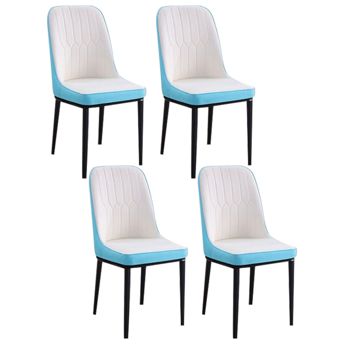Home Contemporary Side Chair Solid Back Metal Upholstered Dining Room Chair White-Blue 4 Piece Set Black Clearhalo ' kitchen&dining_furn' 'Dining Chairs' 'Dining Tables & Seating' 'dining_chair' 'furn' 'furn_dining_chair' 'Furniture' 'furniture_dining_chair' 'Kitchen & Dining Furniture' 'kitchen' 3847480