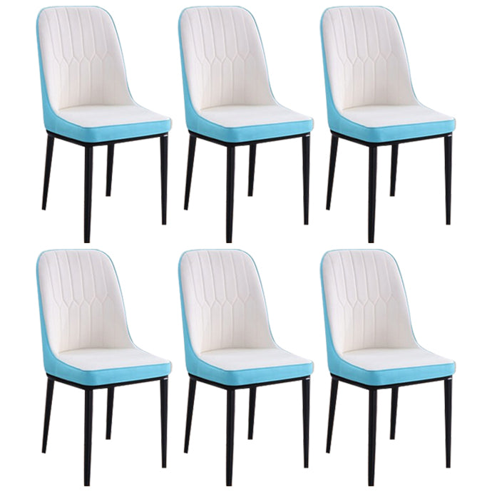 Home Contemporary Side Chair Solid Back Metal Upholstered Dining Room Chair White-Blue 6 Piece Set Black Clearhalo ' kitchen&dining_furn' 'Dining Chairs' 'Dining Tables & Seating' 'dining_chair' 'furn' 'furn_dining_chair' 'Furniture' 'furniture_dining_chair' 'Kitchen & Dining Furniture' 'kitchen' 3847481