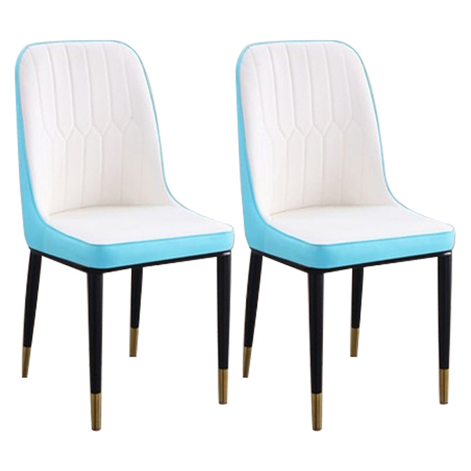 Home Contemporary Side Chair Solid Back Metal Upholstered Dining Room Chair White-Blue 2 Piece Set Brass Gold Clearhalo ' kitchen&dining_furn' 'Dining Chairs' 'Dining Tables & Seating' 'dining_chair' 'furn' 'furn_dining_chair' 'Furniture' 'furniture_dining_chair' 'Kitchen & Dining Furniture' 'kitchen' 3847482
