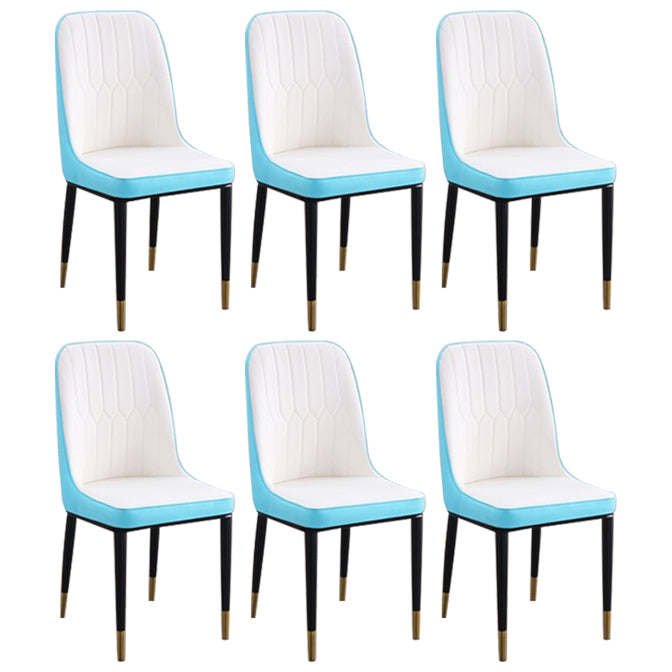 Home Contemporary Side Chair Solid Back Metal Upholstered Dining Room Chair White-Blue 6 Piece Set Brass Gold Clearhalo ' kitchen&dining_furn' 'Dining Chairs' 'Dining Tables & Seating' 'dining_chair' 'furn' 'furn_dining_chair' 'Furniture' 'furniture_dining_chair' 'Kitchen & Dining Furniture' 'kitchen' 3847484