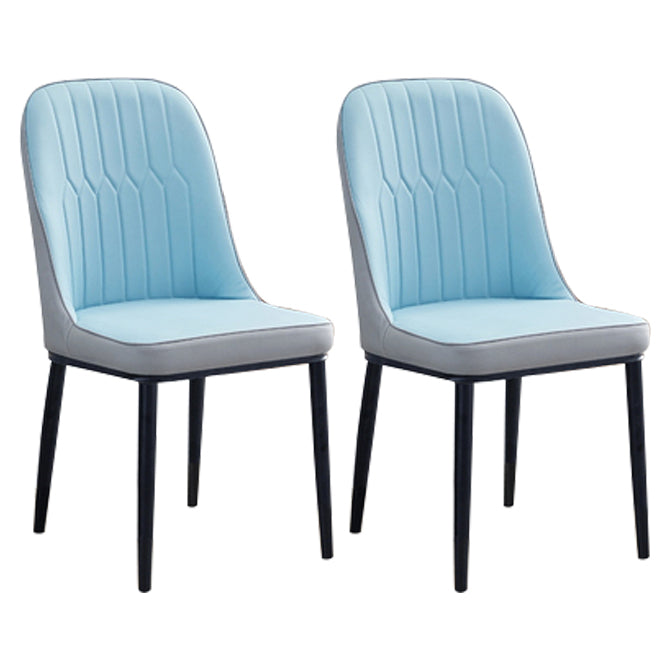 Home Contemporary Side Chair Solid Back Metal Upholstered Dining Room Chair Gray-Blue 2 Piece Set Black Clearhalo ' kitchen&dining_furn' 'Dining Chairs' 'Dining Tables & Seating' 'dining_chair' 'furn' 'furn_dining_chair' 'Furniture' 'furniture_dining_chair' 'Kitchen & Dining Furniture' 'kitchen' 3847485