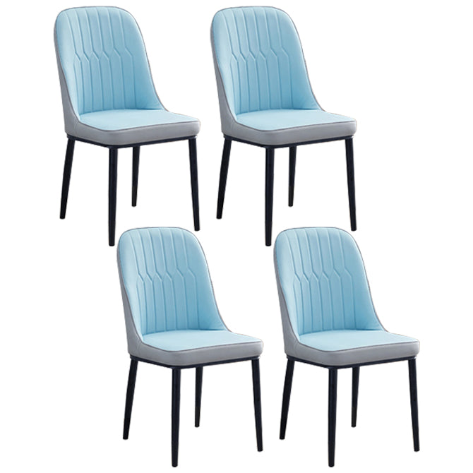 Home Contemporary Side Chair Solid Back Metal Upholstered Dining Room Chair Gray-Blue 4 Piece Set Black Clearhalo ' kitchen&dining_furn' 'Dining Chairs' 'Dining Tables & Seating' 'dining_chair' 'furn' 'furn_dining_chair' 'Furniture' 'furniture_dining_chair' 'Kitchen & Dining Furniture' 'kitchen' 3847486