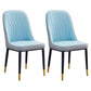 Home Contemporary Side Chair Solid Back Metal Upholstered Dining Room Chair Gray-Blue 2 Piece Set Brass Gold Clearhalo ' kitchen&dining_furn' 'Dining Chairs' 'Dining Tables & Seating' 'dining_chair' 'furn' 'furn_dining_chair' 'Furniture' 'furniture_dining_chair' 'Kitchen & Dining Furniture' 'kitchen' 3847488