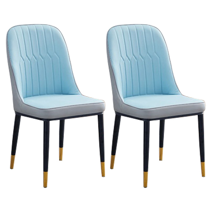 Home Contemporary Side Chair Solid Back Metal Upholstered Dining Room Chair Gray-Blue 2 Piece Set Brass Gold Clearhalo ' kitchen&dining_furn' 'Dining Chairs' 'Dining Tables & Seating' 'dining_chair' 'furn' 'furn_dining_chair' 'Furniture' 'furniture_dining_chair' 'Kitchen & Dining Furniture' 'kitchen' 3847488