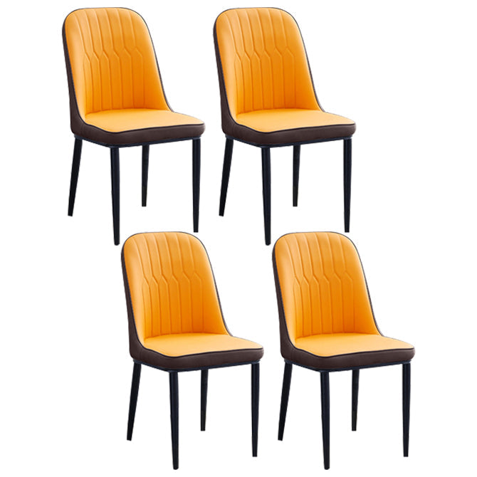 Home Contemporary Side Chair Solid Back Metal Upholstered Dining Room Chair Orange 4 Piece Set Black Clearhalo ' kitchen&dining_furn' 'Dining Chairs' 'Dining Tables & Seating' 'dining_chair' 'furn' 'furn_dining_chair' 'Furniture' 'furniture_dining_chair' 'Kitchen & Dining Furniture' 'kitchen' 3847492