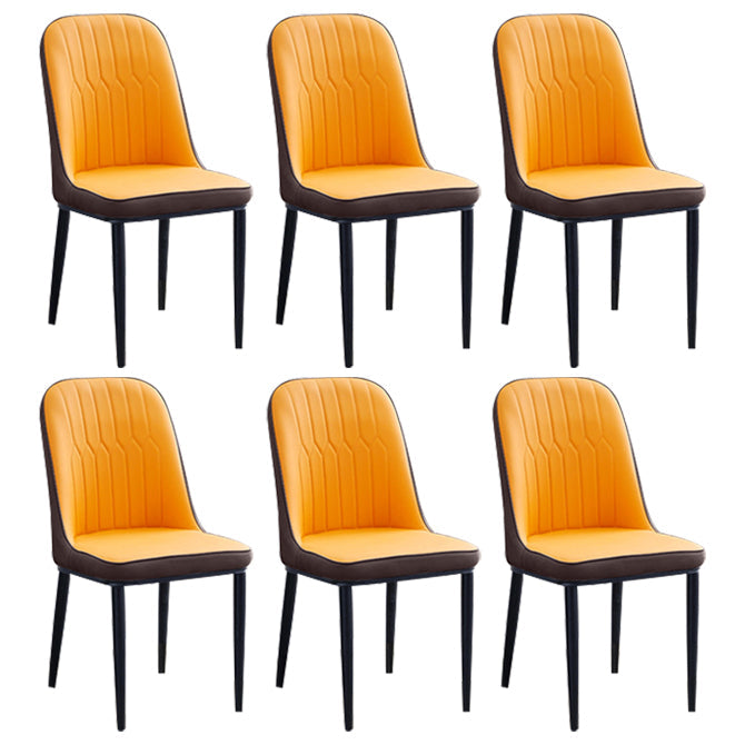 Home Contemporary Side Chair Solid Back Metal Upholstered Dining Room Chair Orange 6 Piece Set Black Clearhalo ' kitchen&dining_furn' 'Dining Chairs' 'Dining Tables & Seating' 'dining_chair' 'furn' 'furn_dining_chair' 'Furniture' 'furniture_dining_chair' 'Kitchen & Dining Furniture' 'kitchen' 3847493