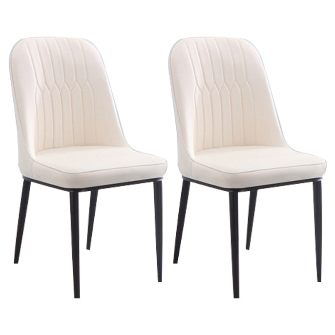 Home Contemporary Side Chair Solid Back Metal Upholstered Dining Room Chair Off-White 2 Piece Set Black Clearhalo ' kitchen&dining_furn' 'Dining Chairs' 'Dining Tables & Seating' 'dining_chair' 'furn' 'furn_dining_chair' 'Furniture' 'furniture_dining_chair' 'Kitchen & Dining Furniture' 'kitchen' 3847497