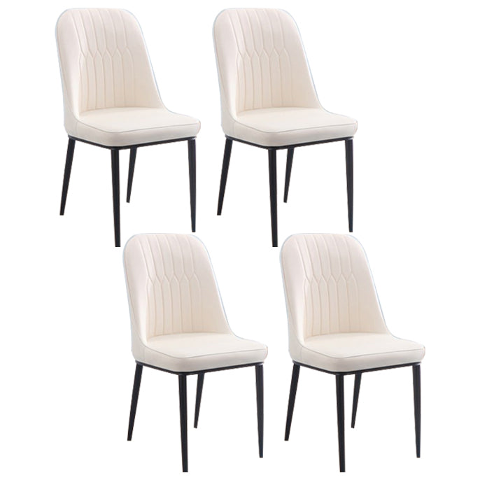 Home Contemporary Side Chair Solid Back Metal Upholstered Dining Room Chair Off-White 4 Piece Set Black Clearhalo ' kitchen&dining_furn' 'Dining Chairs' 'Dining Tables & Seating' 'dining_chair' 'furn' 'furn_dining_chair' 'Furniture' 'furniture_dining_chair' 'Kitchen & Dining Furniture' 'kitchen' 3847498