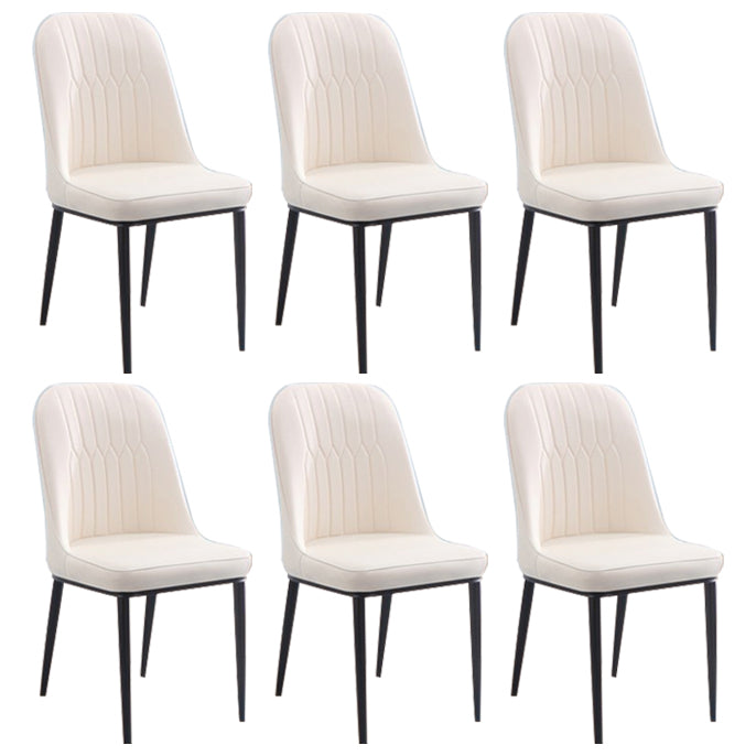 Home Contemporary Side Chair Solid Back Metal Upholstered Dining Room Chair Off-White 6 Piece Set Black Clearhalo ' kitchen&dining_furn' 'Dining Chairs' 'Dining Tables & Seating' 'dining_chair' 'furn' 'furn_dining_chair' 'Furniture' 'furniture_dining_chair' 'Kitchen & Dining Furniture' 'kitchen' 3847499