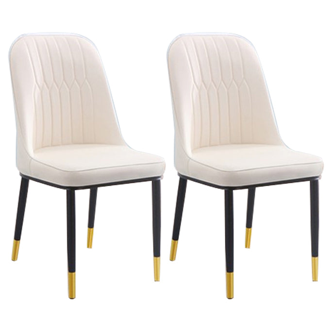Home Contemporary Side Chair Solid Back Metal Upholstered Dining Room Chair Off-White 2 Piece Set Brass Gold Clearhalo ' kitchen&dining_furn' 'Dining Chairs' 'Dining Tables & Seating' 'dining_chair' 'furn' 'furn_dining_chair' 'Furniture' 'furniture_dining_chair' 'Kitchen & Dining Furniture' 'kitchen' 3847500